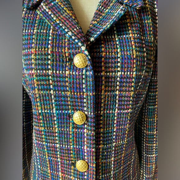 VTG 90’S DONCASTER SILK TWEED WOVEN BLAZER JACKET SIZE 6 - Picture 3 of 7
